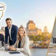 Comparaison visuelle entre une équipe courtier immobilier efficace à Québec et un courtier indépendant débordé