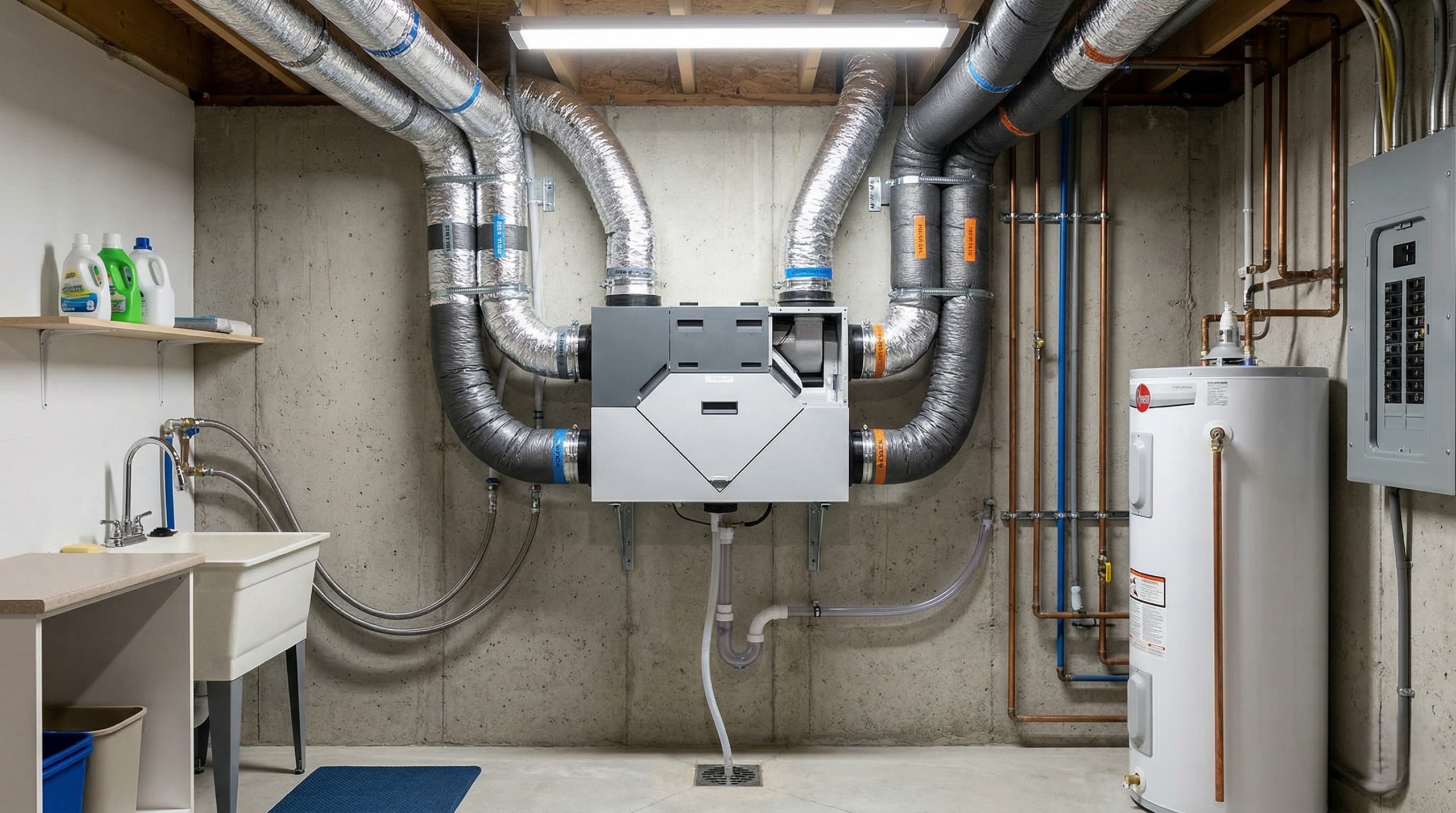 Échangeur d'air VRC installé dans un sous-sol — prévention de la moisissure au Québec