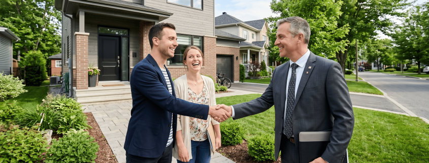 courtier immobilier Québec poignée de main signature contrat de courtage région de Québec 2026