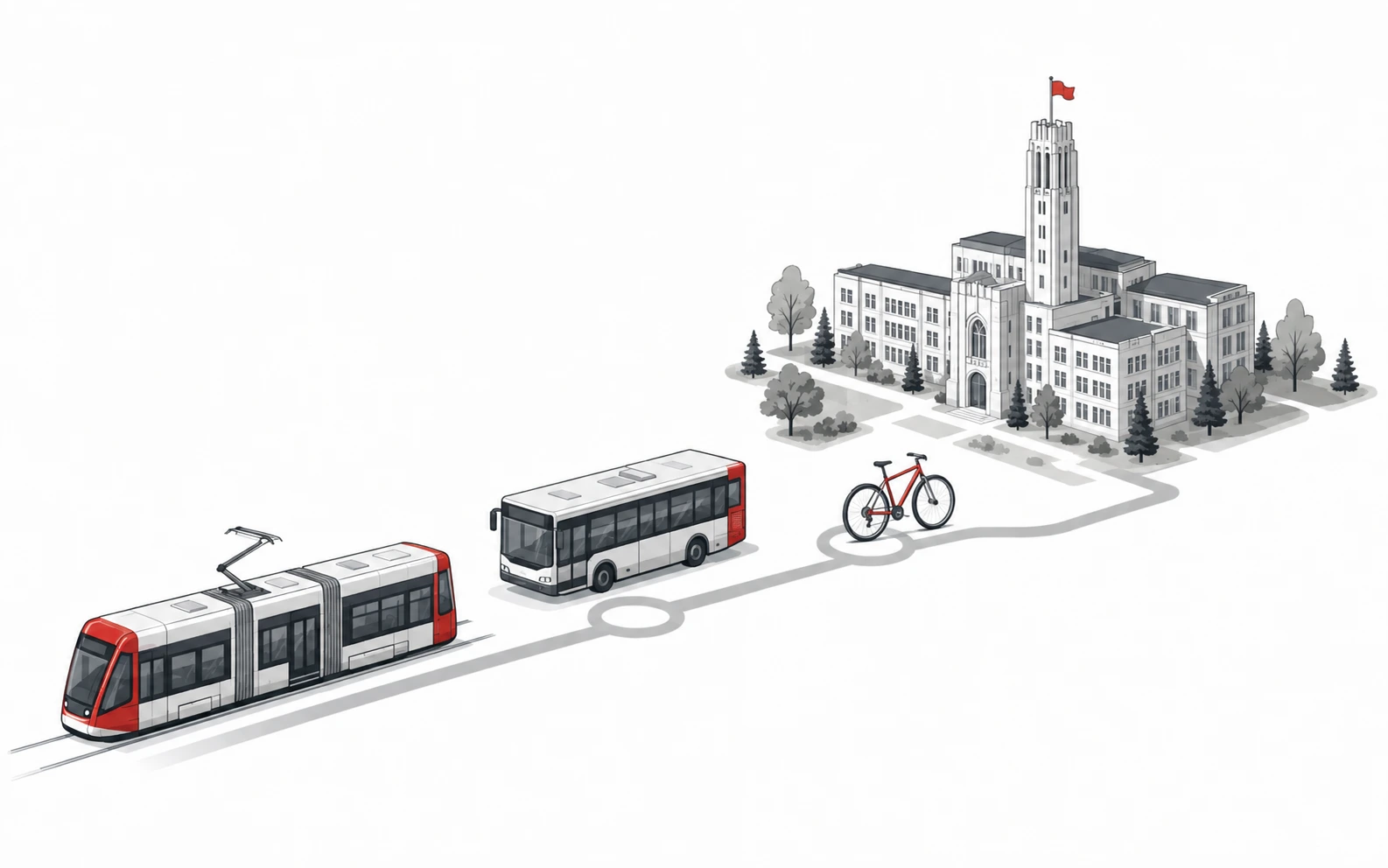 Transport vers l'Université Laval : tramway, autobus et vélo depuis les quartiers résidentiels