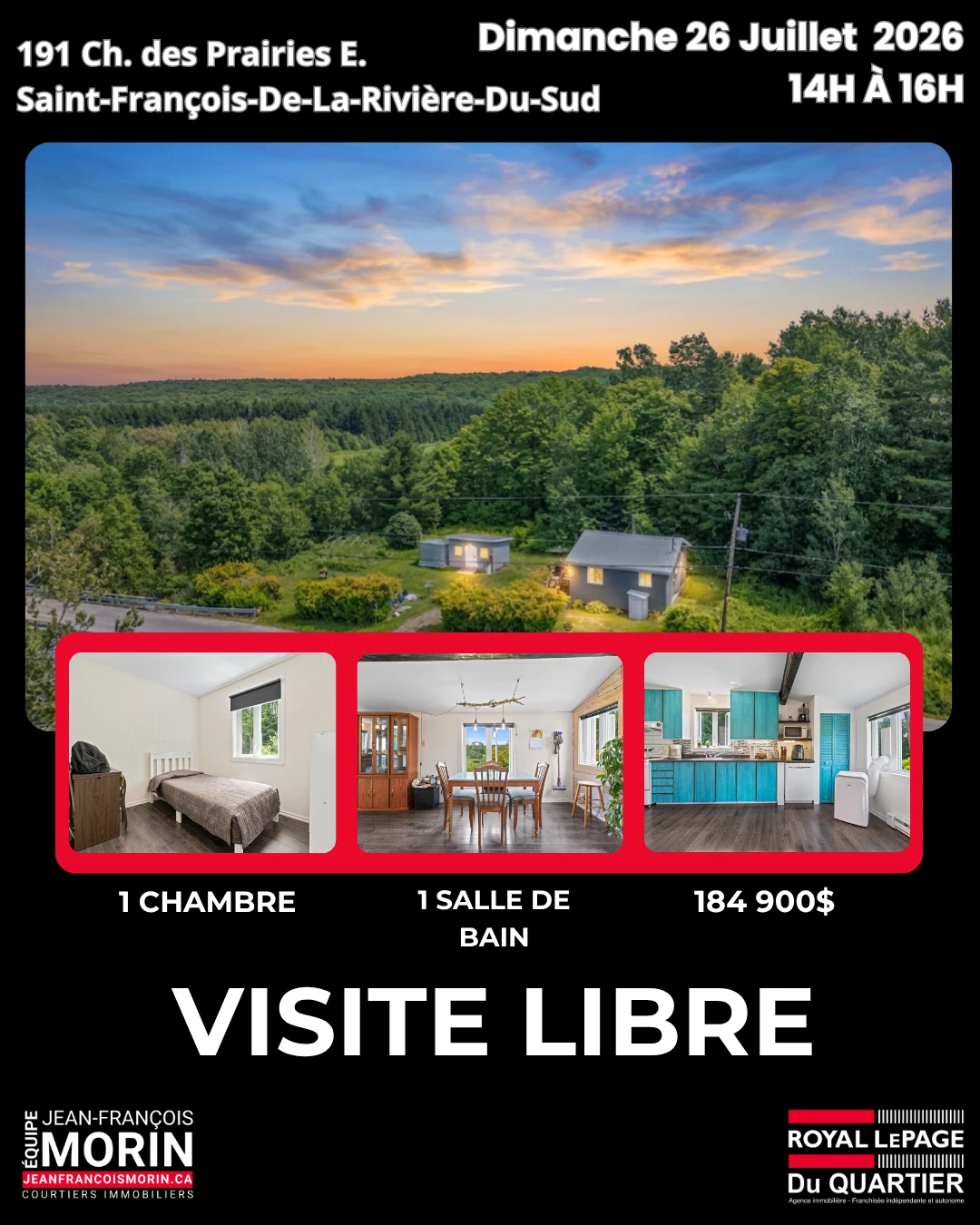 Visite libre au 191, chemin des Prairies Est à Saint-François-de-la-Rivière-du-Sud, Équipe Jean-François Morin
