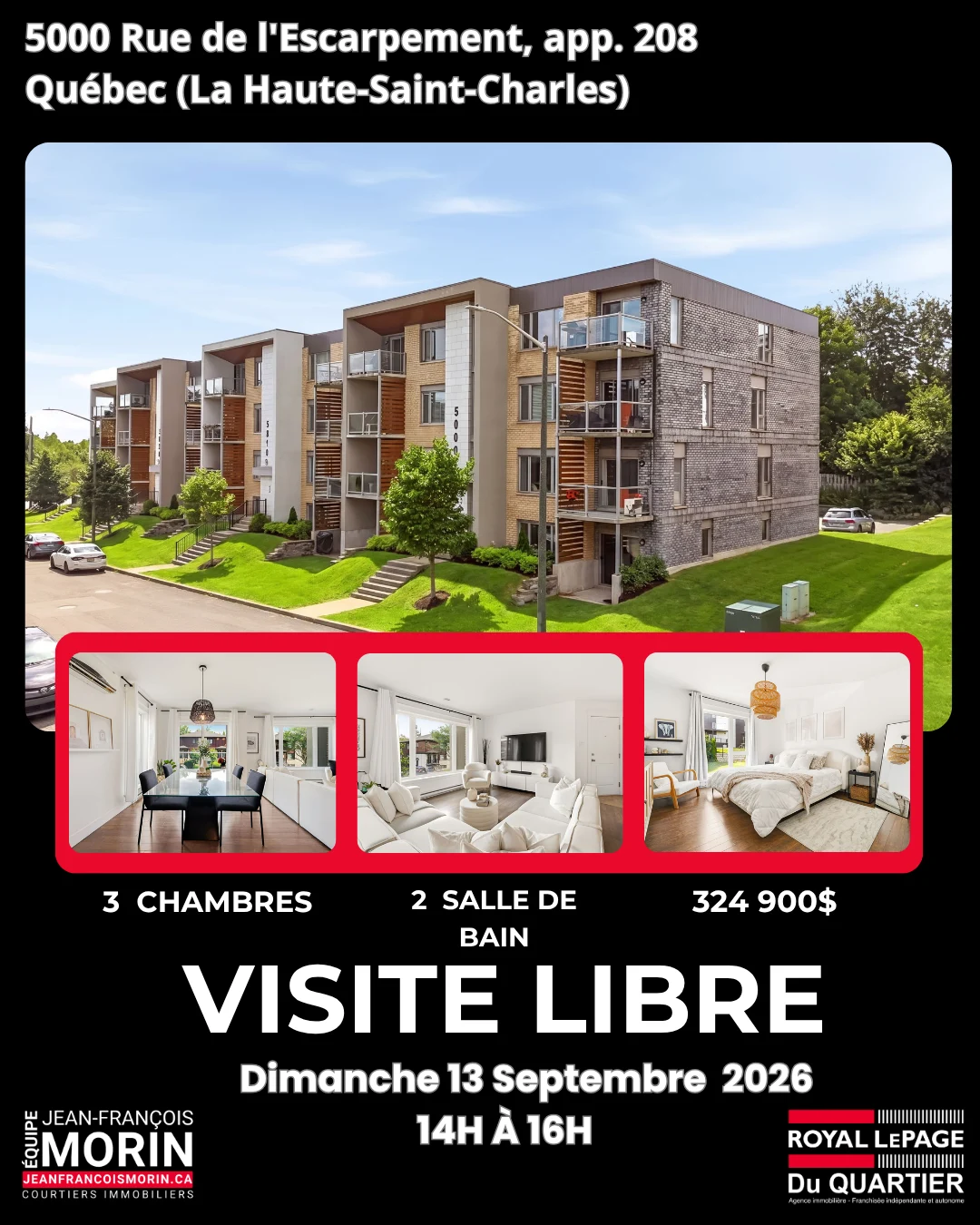 Visite libre au 5000, rue de l'Escarpement à Québec, secteur La Haute-Saint-Charles, Équipe Jean-François Morin