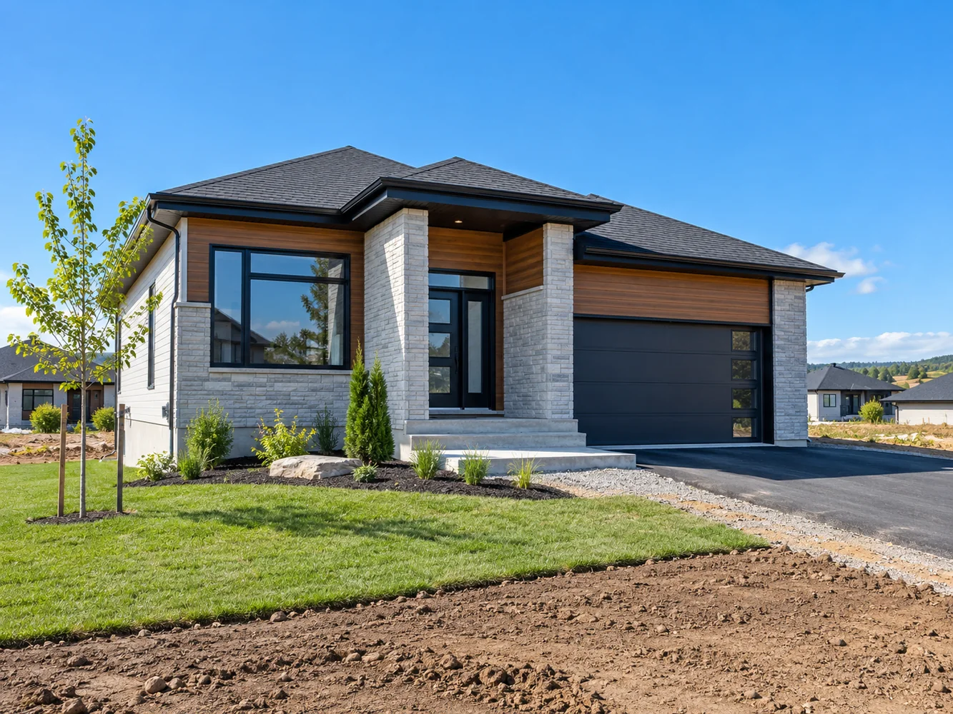 Maison neuve contemporaine avec garage dans un développement résidentiel